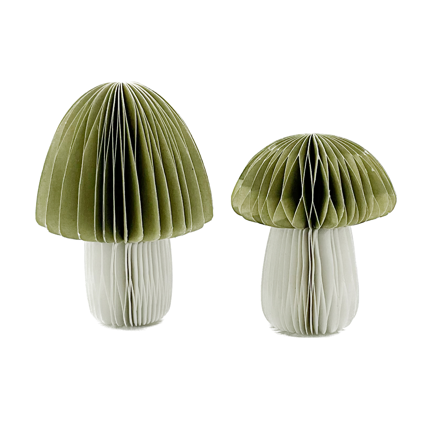 Honeycomb Paper Mushroom 8cm Sage/white Gift