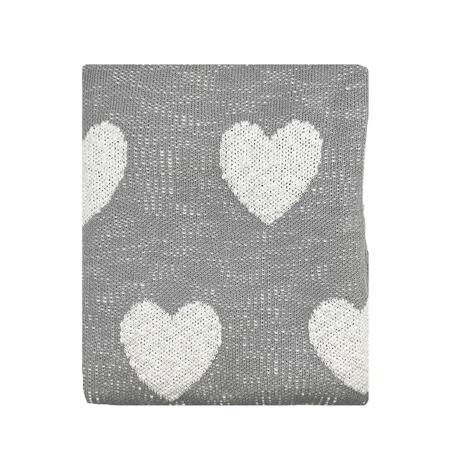 Textured Knitted Heart Throw Light Grey 125x150cm Gift