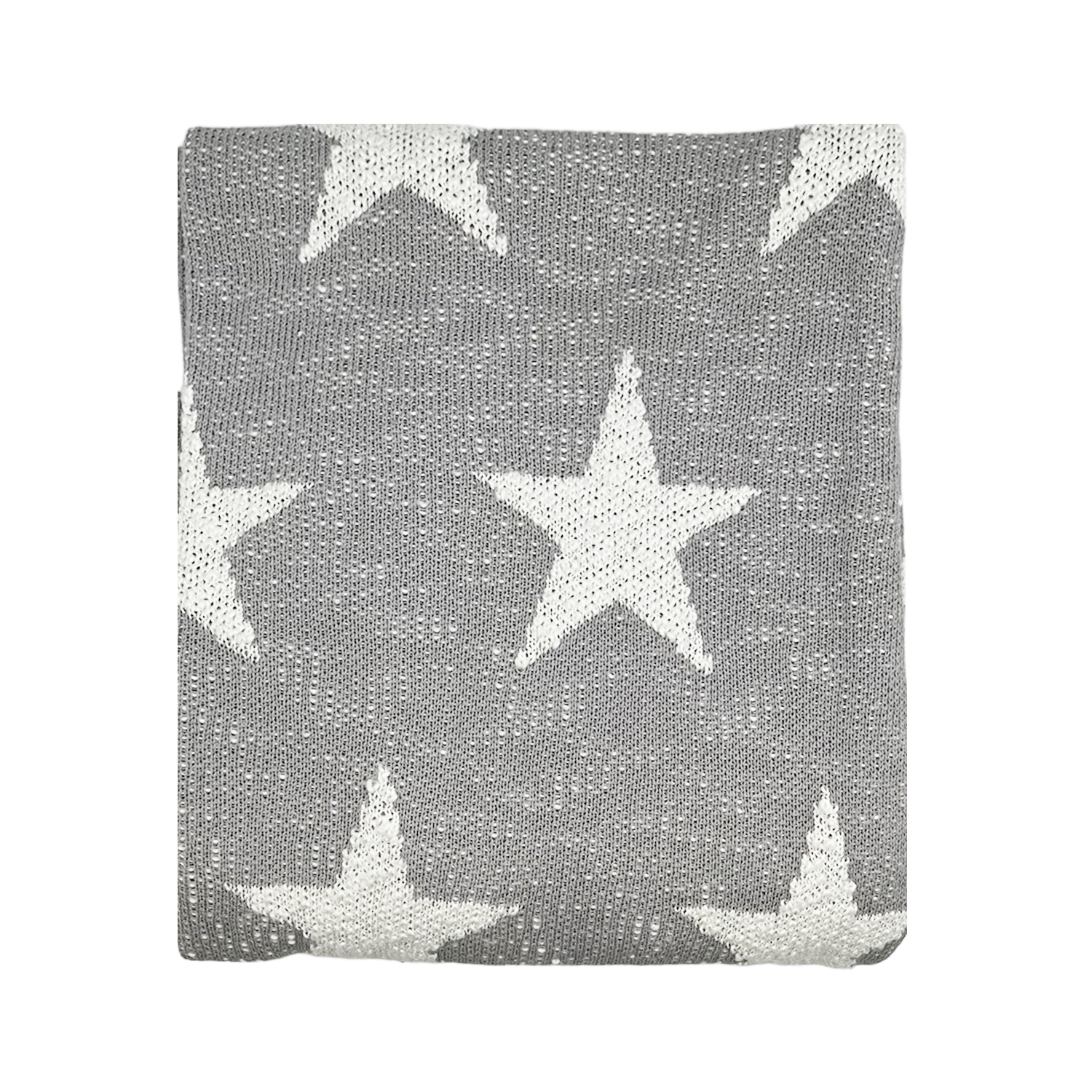 Textured Knitted Star Throw Light Grey 125x150cm Gift