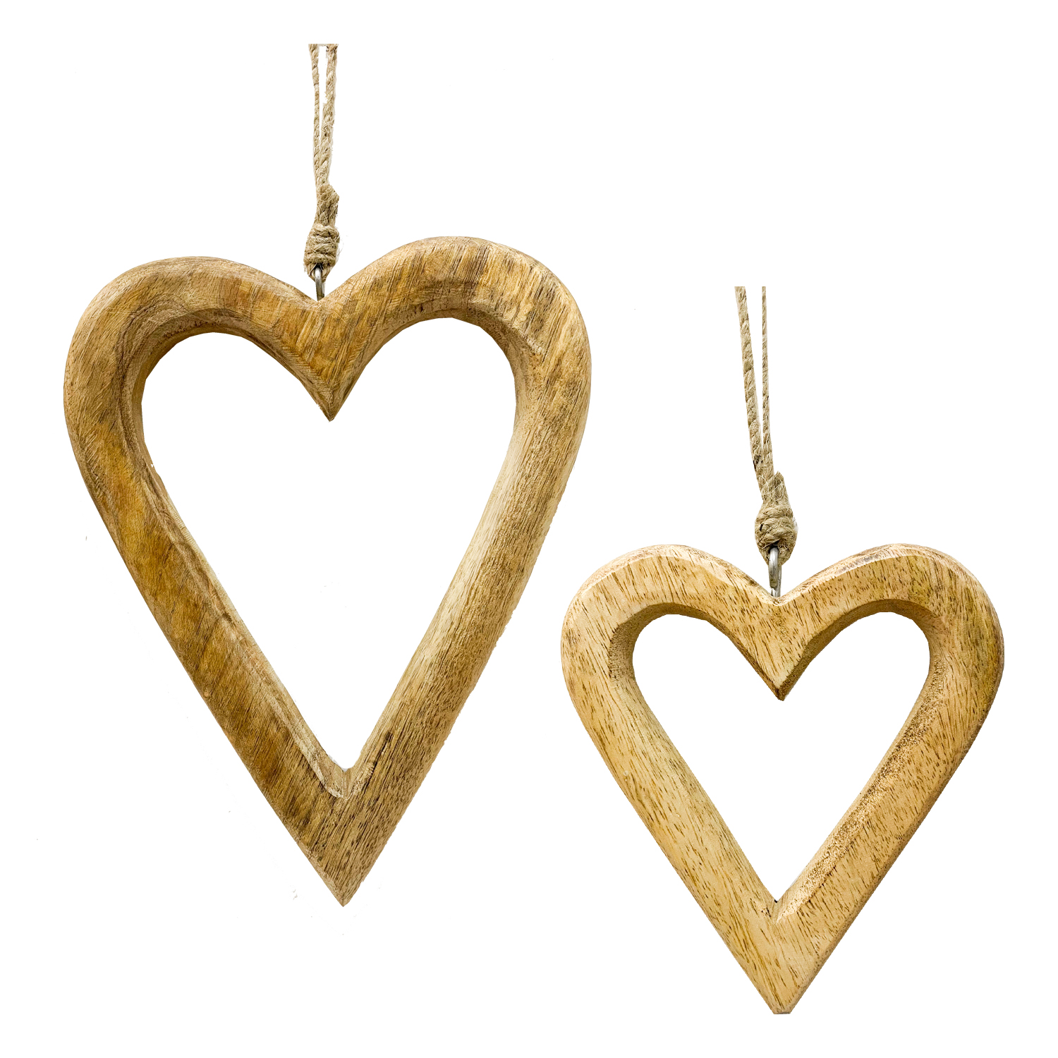 Wooden Hanging Heart Set Of 2 Gift