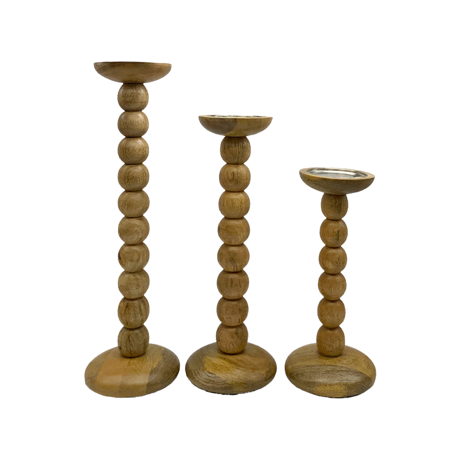 Bobble Pillar Candle Holder Set Of 3 46/38/30cm Gift