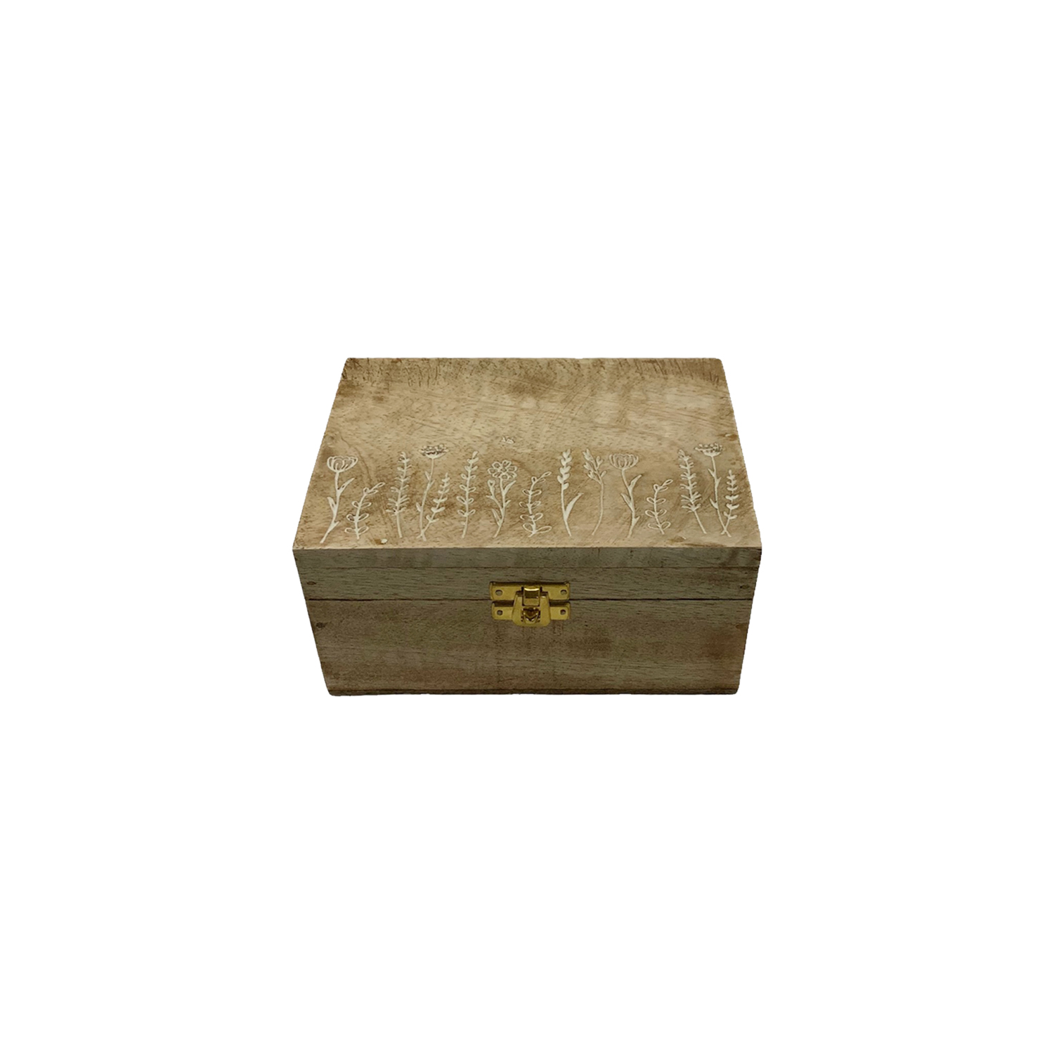 Wildflower Etched Wooden Box 18cm Gift