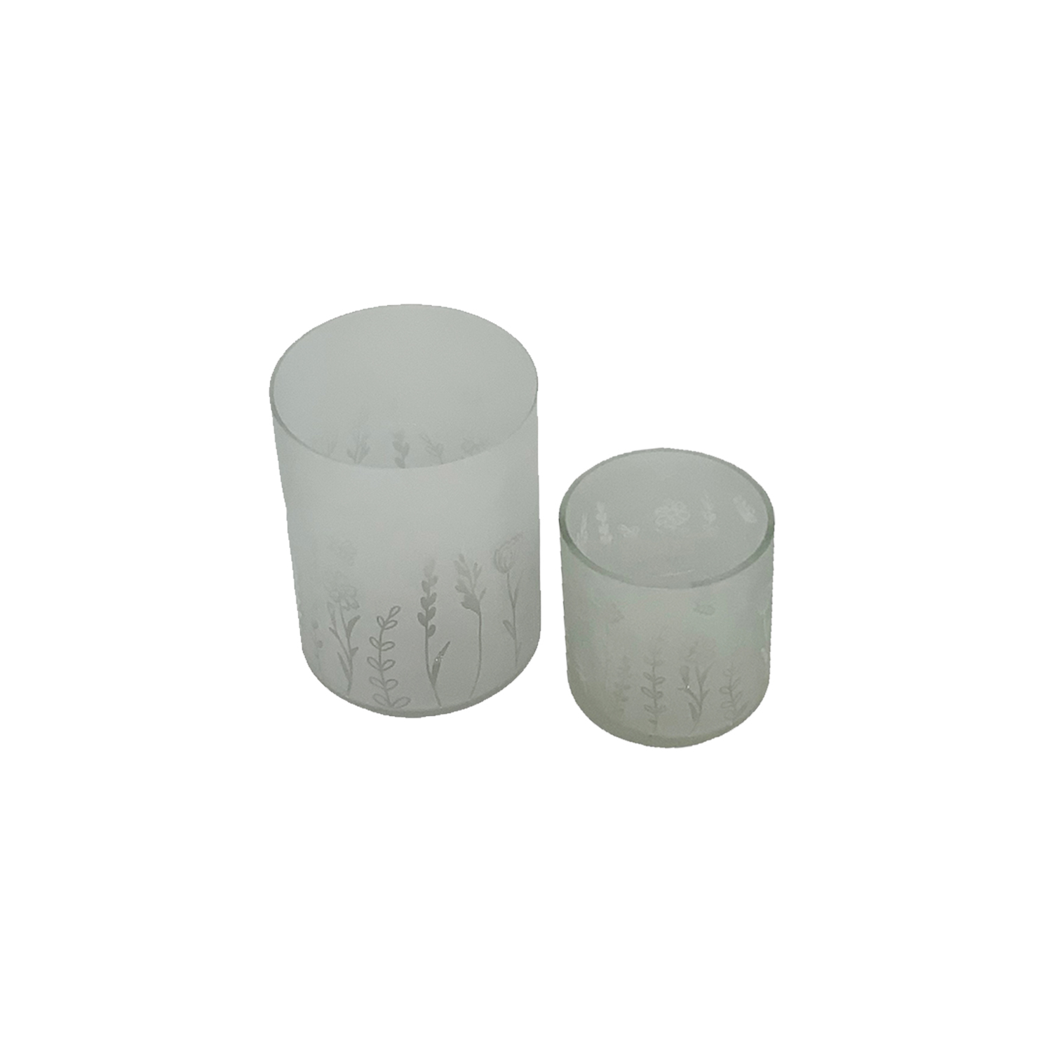 Wildflower Etched Glass Tealight Holders S/2 15/10 Gift