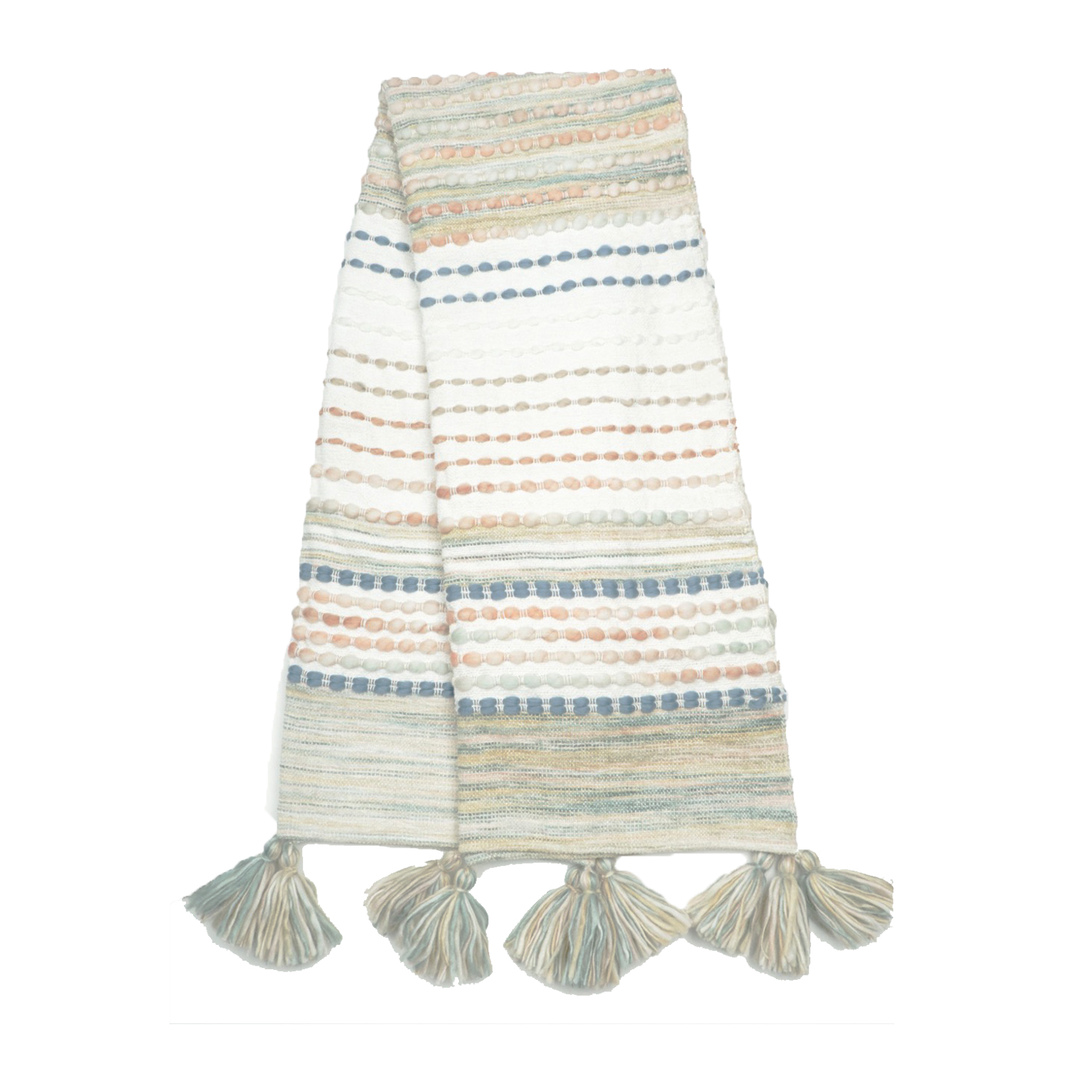 Woven Textured Throw With Tassels Pastel 125x150cm Gift