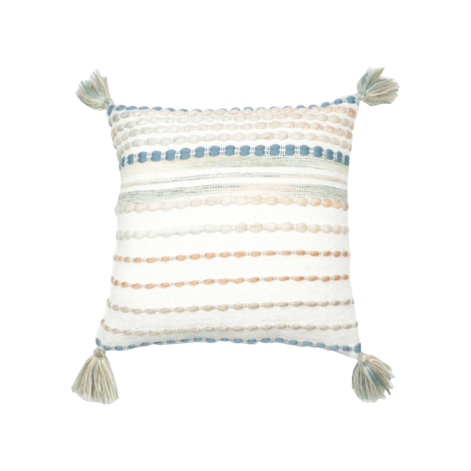 Woven Textured Cushion With Tassels Pastel 45x45cm Gift