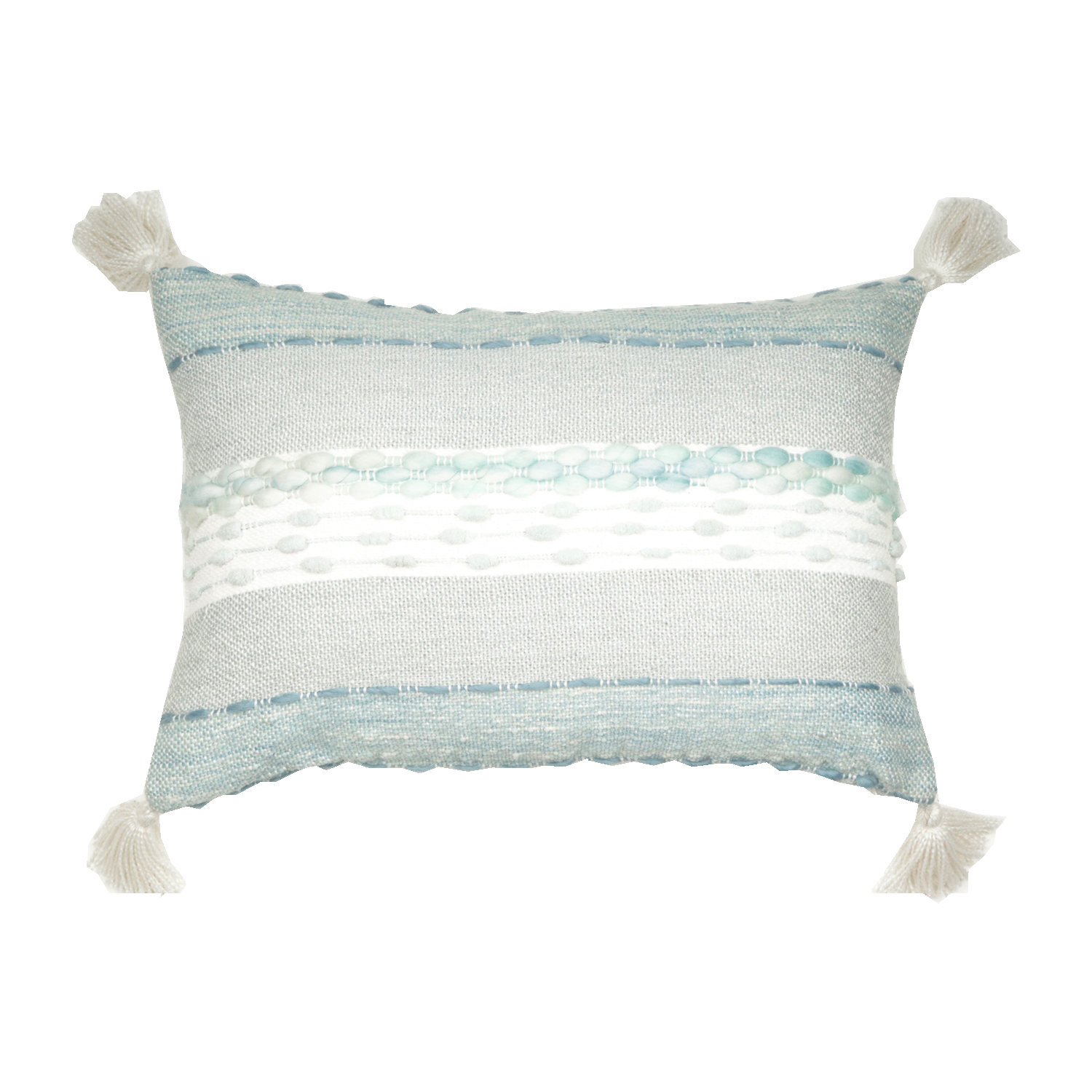 Woven Cushion With Tassels Nautical Blue 60x40cm Gift