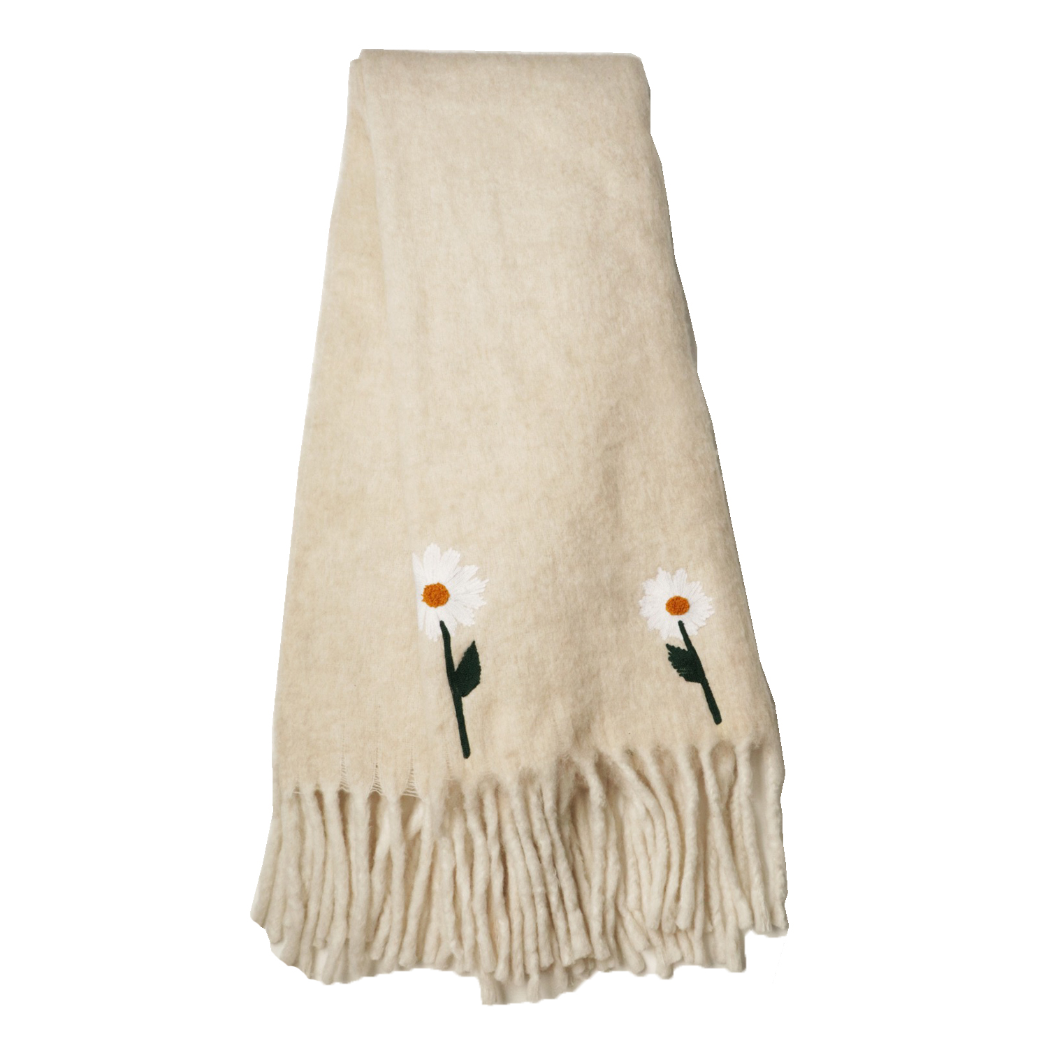 Daisy Hand Embroidered Throw Faux Mohair 125x150cm Gift