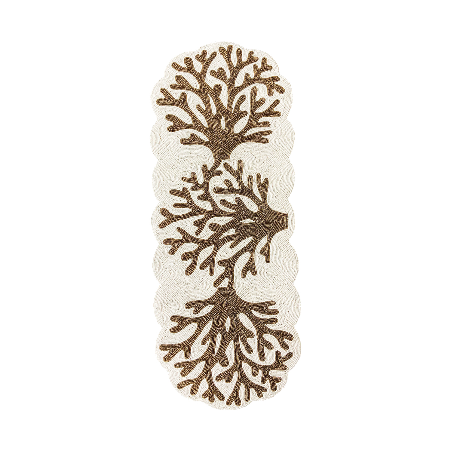Embellished Gold Coral Table Runner 35x92cm Gift