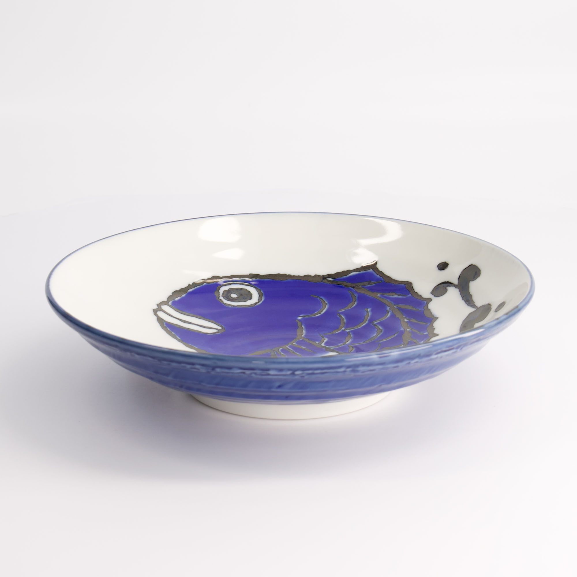 Seafood Deep Plate21.7x5.2cm 900ml Snapper Blue Hb-9929/tb 17787 4/32 Gift