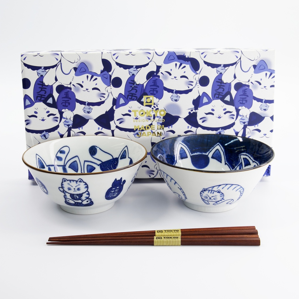 Kawaii Cat Tayo Bowl Giftset 2pcs W/chopsticks 14.9x6.7cm 500ml D 33695 1/16 Gift