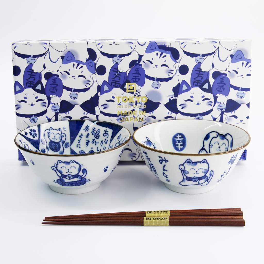 Kawaii Cat Tayo Bowl Giftset 2pcs W/chopsticks 14.9x6.7cm 500ml C 33694 1/16 Gift