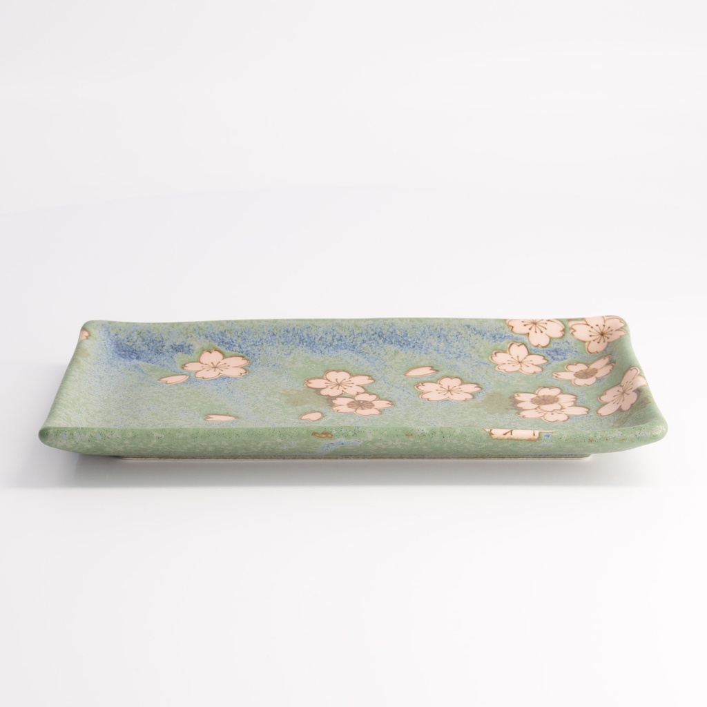 Sakura Plate 22.5x12.7cm Green 21347 6/48 Gift