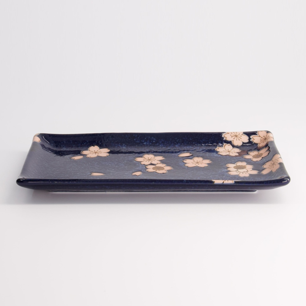 Sakura Plate 22.5x12.7cm Navy 21348 6/48 Gift