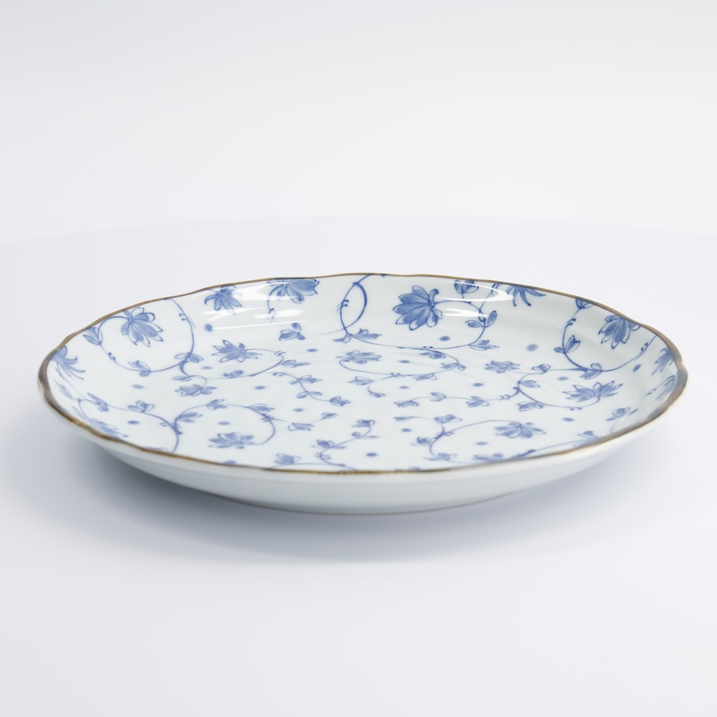 Natsu Karakusa Plate 24.7x3cm Blue/white 011731 6/36 Gift