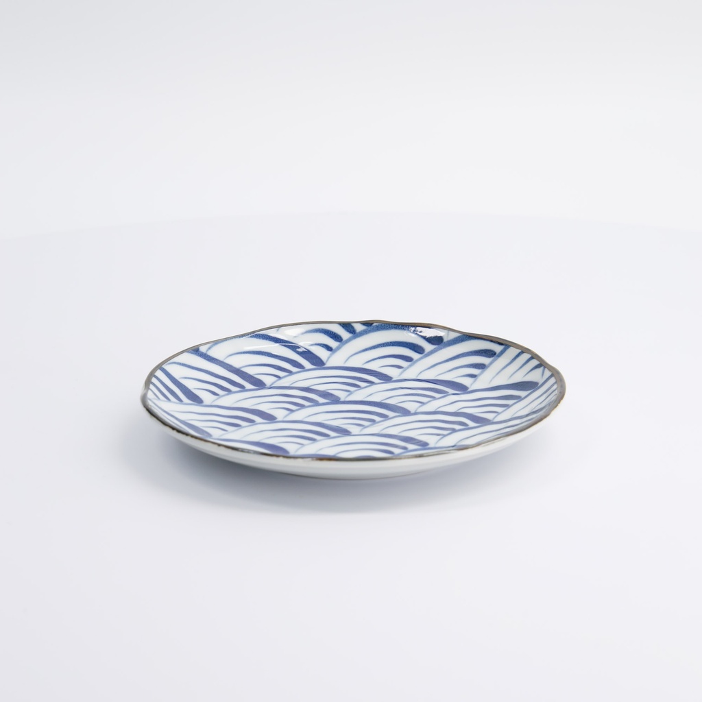 Natsu Nami Plate 16.5x2cm Blue/white 22340 12/96 Gift