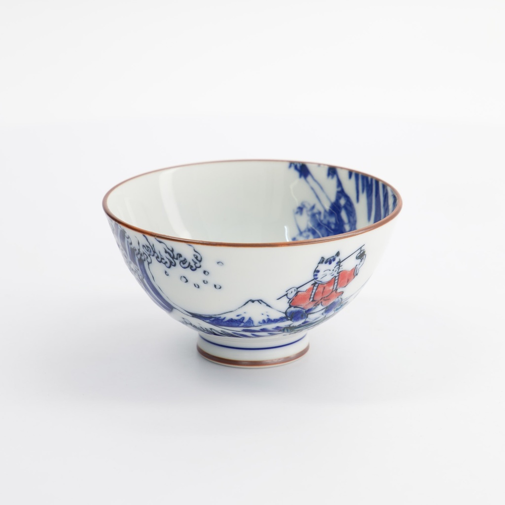 Kawaii Rice Bowl 11.5x6cm Wave Cat 33597 Blue/red  5/120 Gift