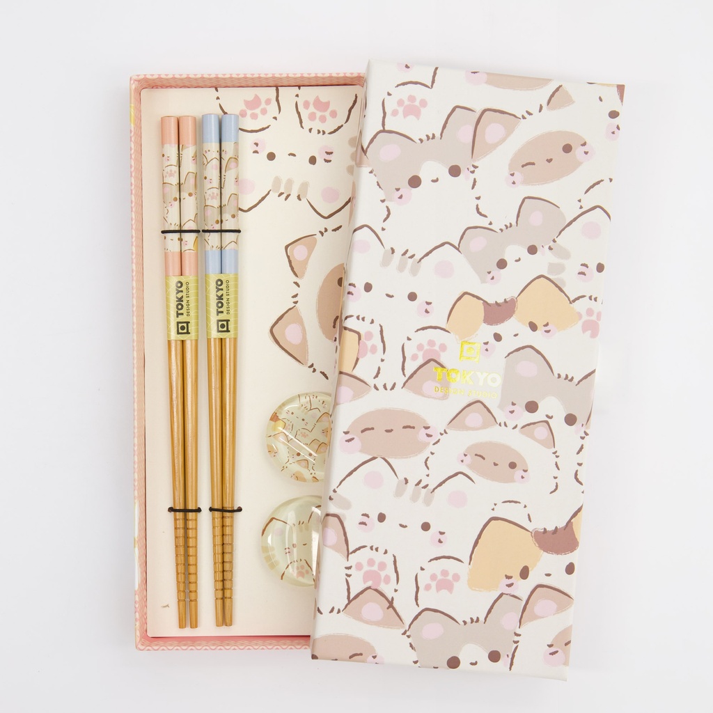 Chopstick Giftset/4 Kawaii Cats 33517 1/100 Gift