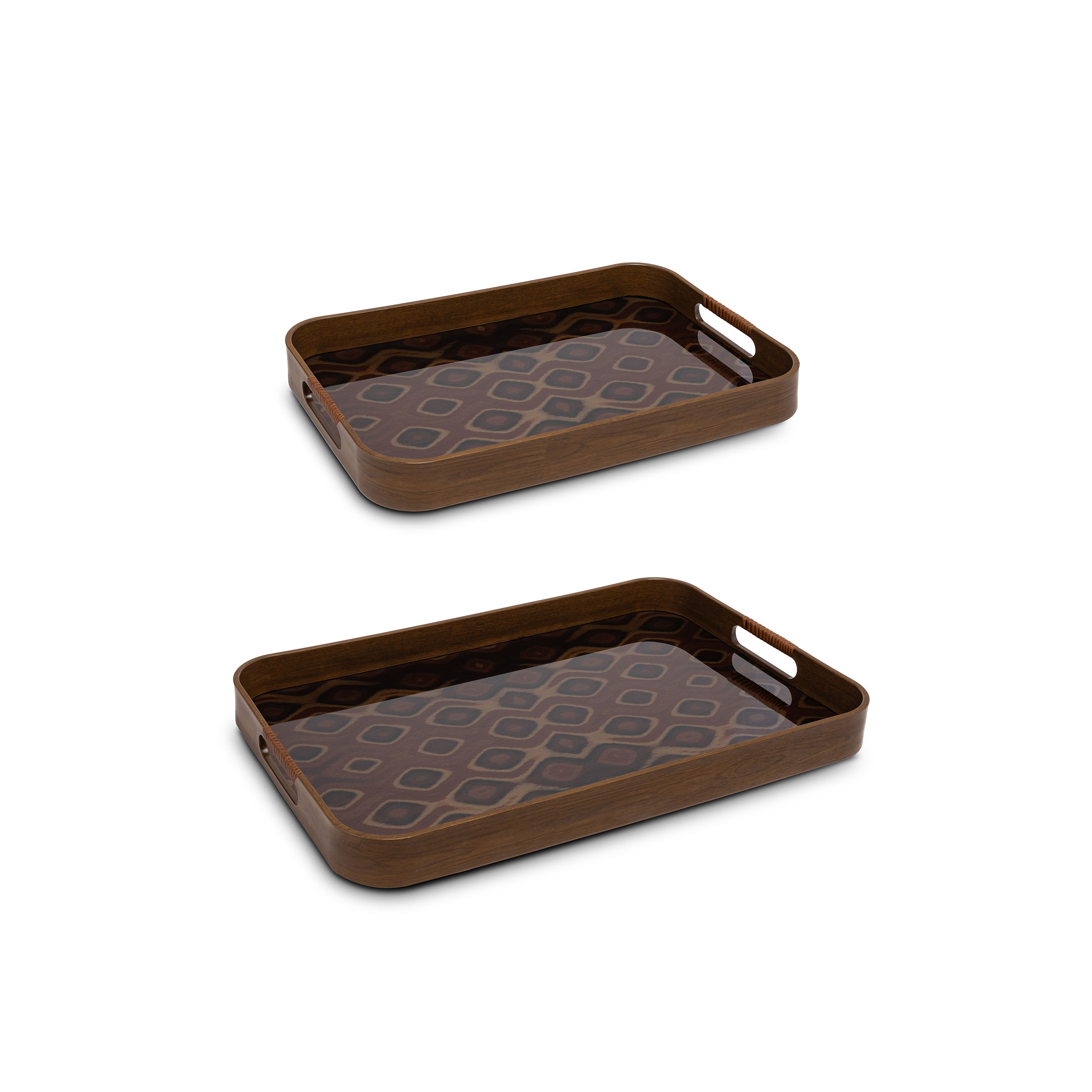 Galateo Peacock Set 2 Rect  Tray Gift