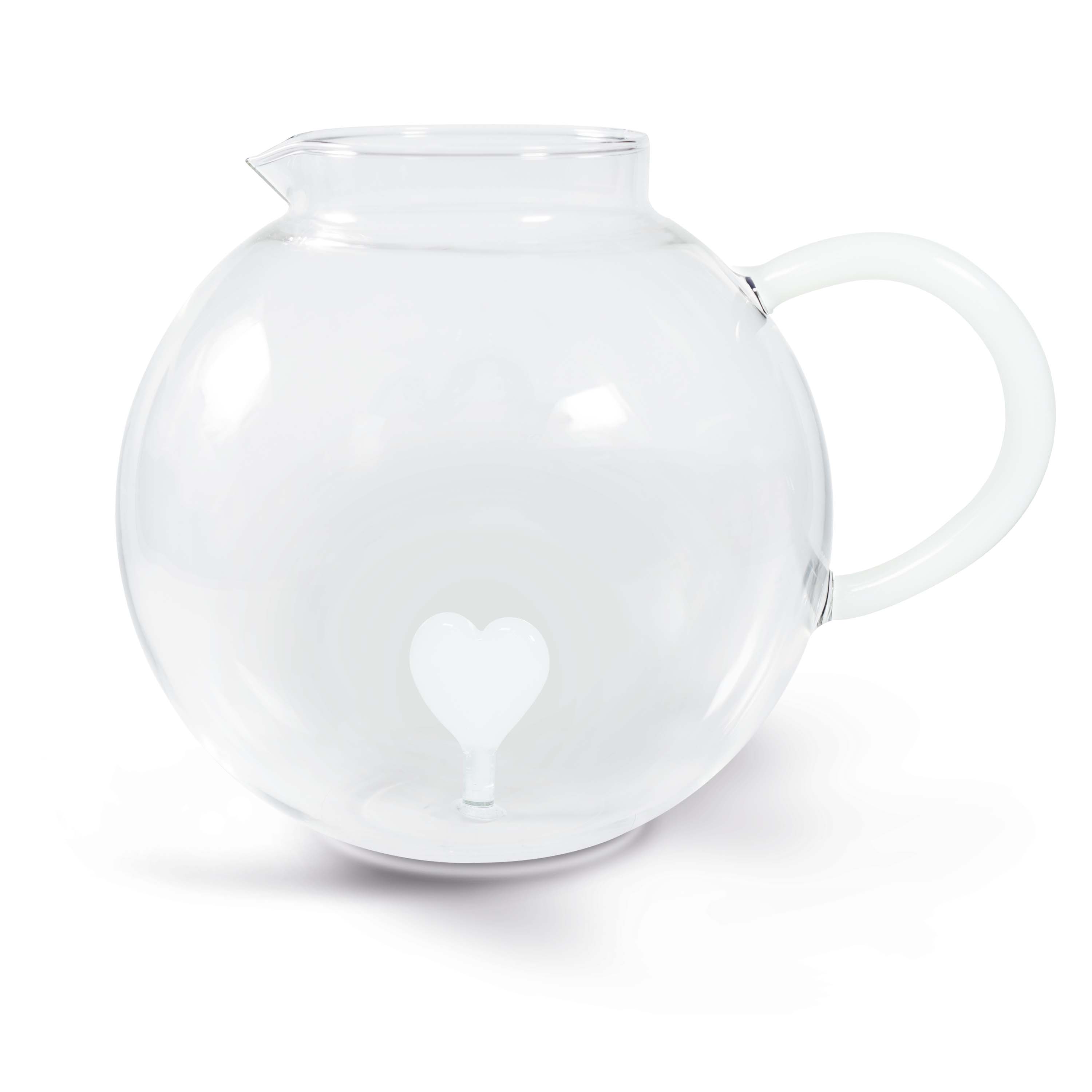 Borosilicate Glass Pitcher Capacity 17 L White Heart Decoration Gift