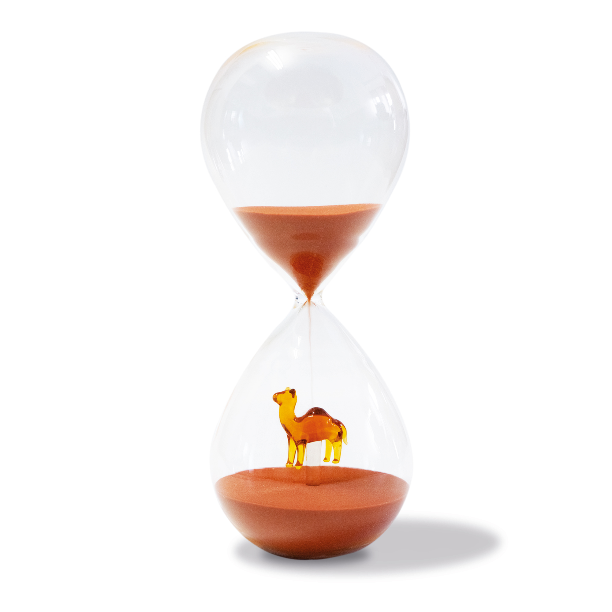 Hourglass In Borosglass W/subject In Colored Glass Inside Dur30mindeccamel Dim: Ã˜8x20cm Gift