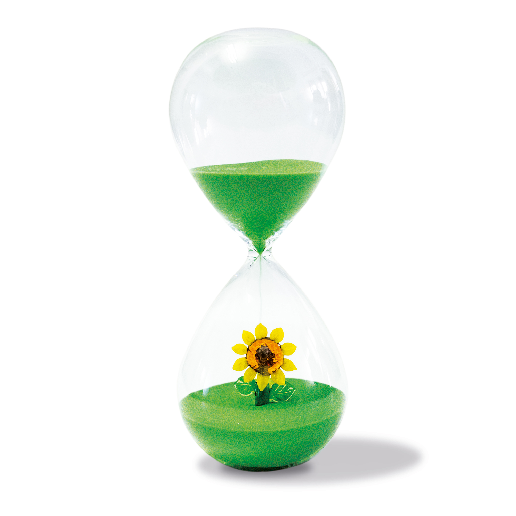 Hourglass In Borosglass W/subject In Colored Glass Inside Dur30mindecsunflower Dim: Ã˜8x20cm Gift