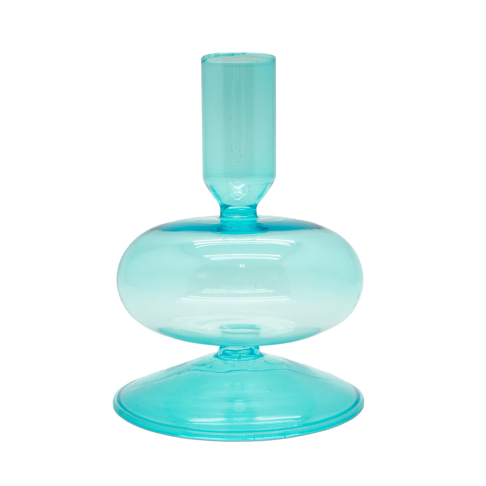 Glass Candle Holder 12 Cm Light Blue Color Gift