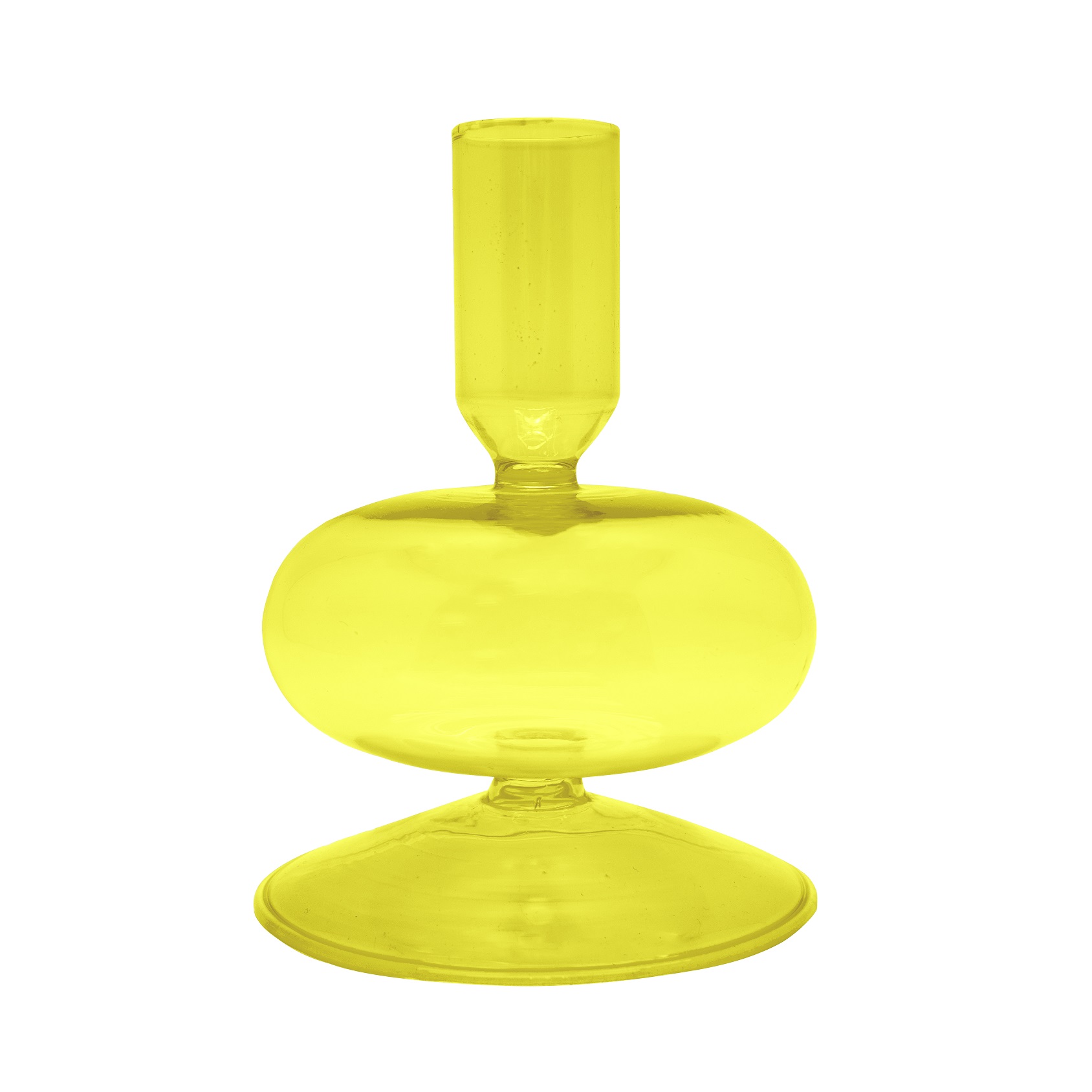 Glass Candle Holder 12 Cm Yellow Color Gift