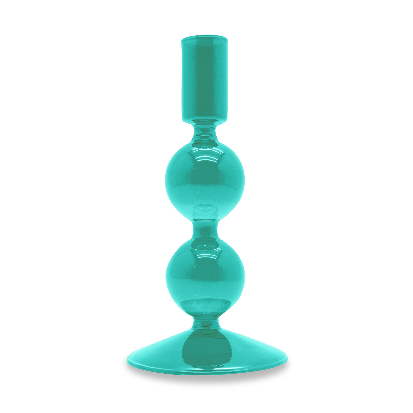 Glass Candle Holder 16 Cm Petrol Color Gift