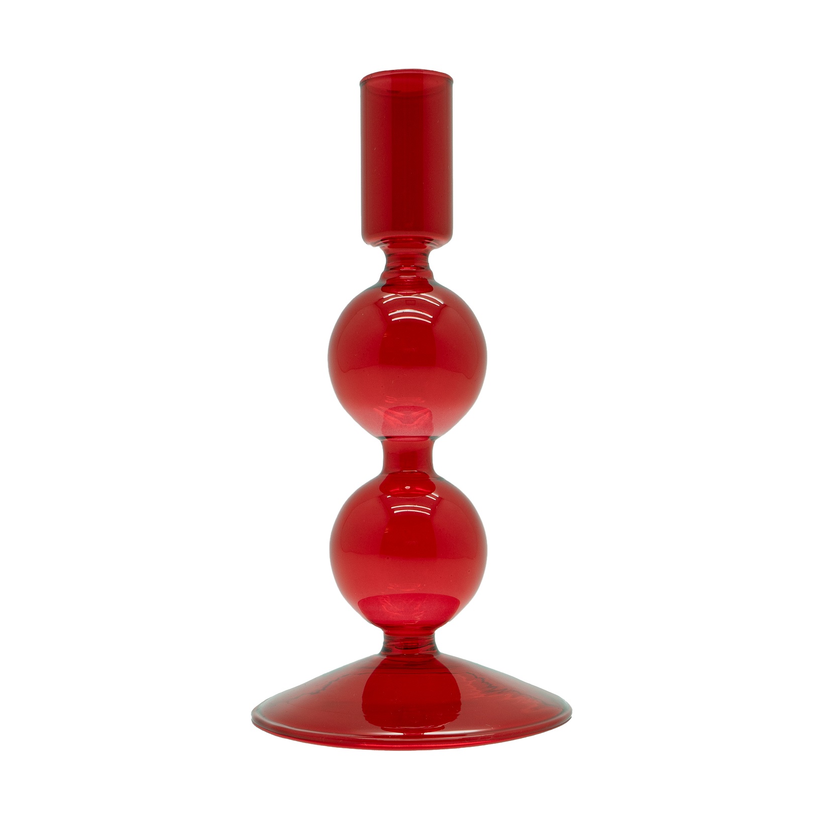 Glass Candle Holder 16 Cm Red Color Gift