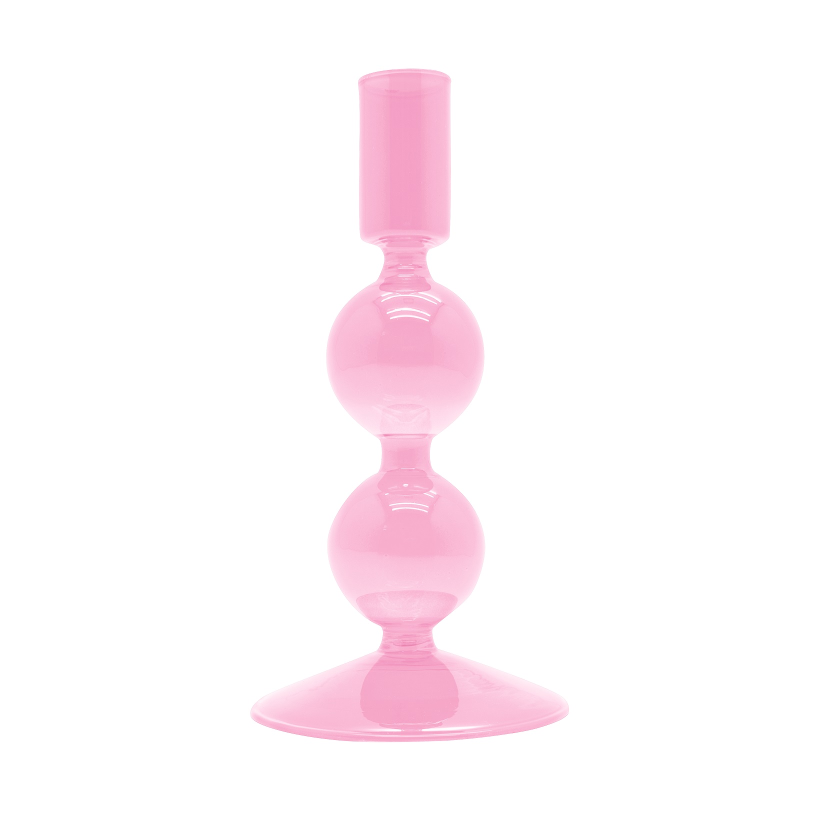 Glass Candle Holder 16 Cm Pink Color Gift