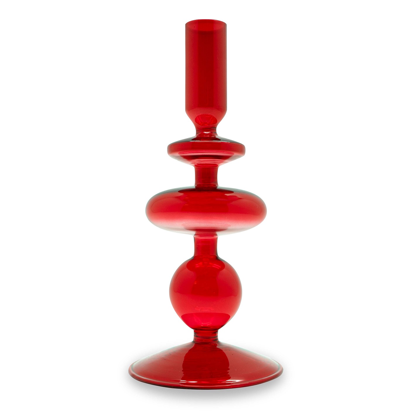 Glass Candle Holder 20 Cm Red Color Gift