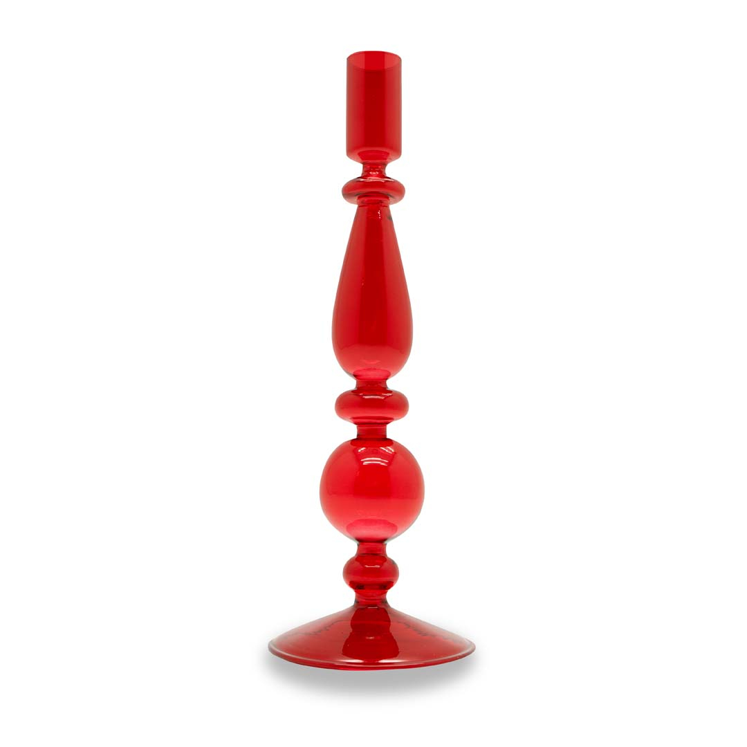 Glass Candle Holder 25 Cm Red Color Gift