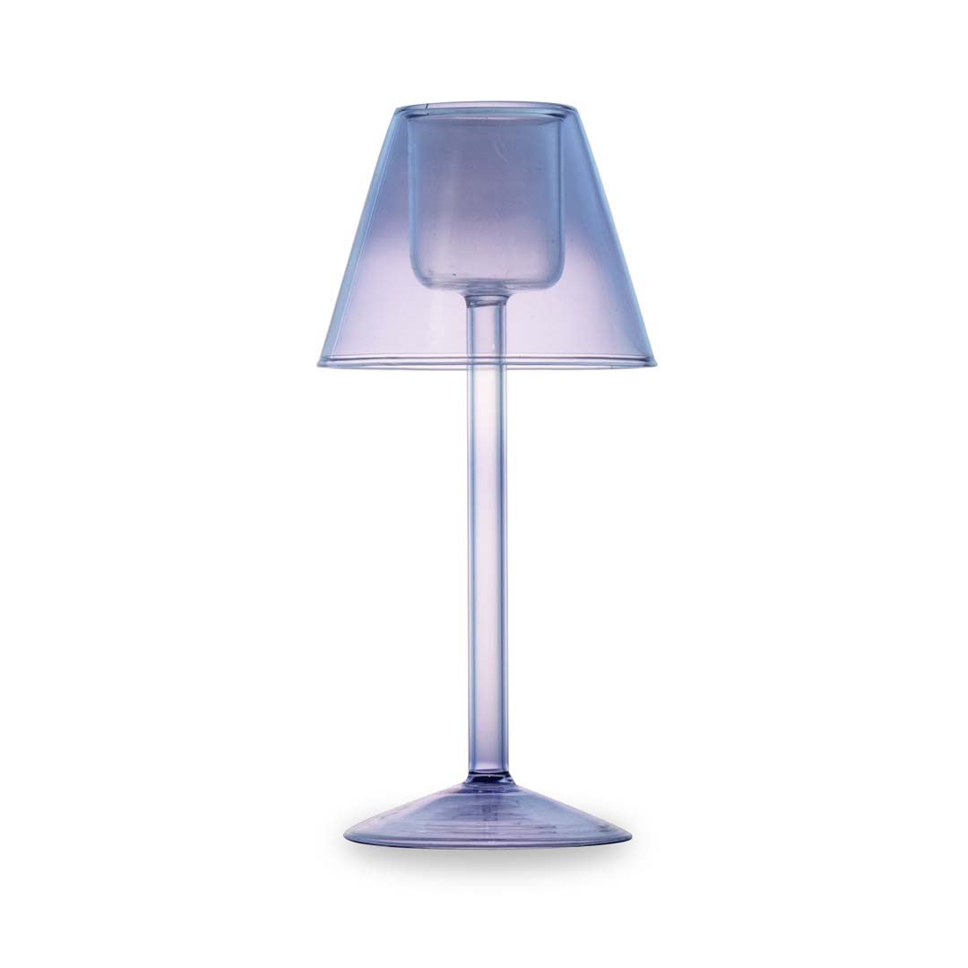 Glass Tealight Holder 22 Cm Lilac Color Gift