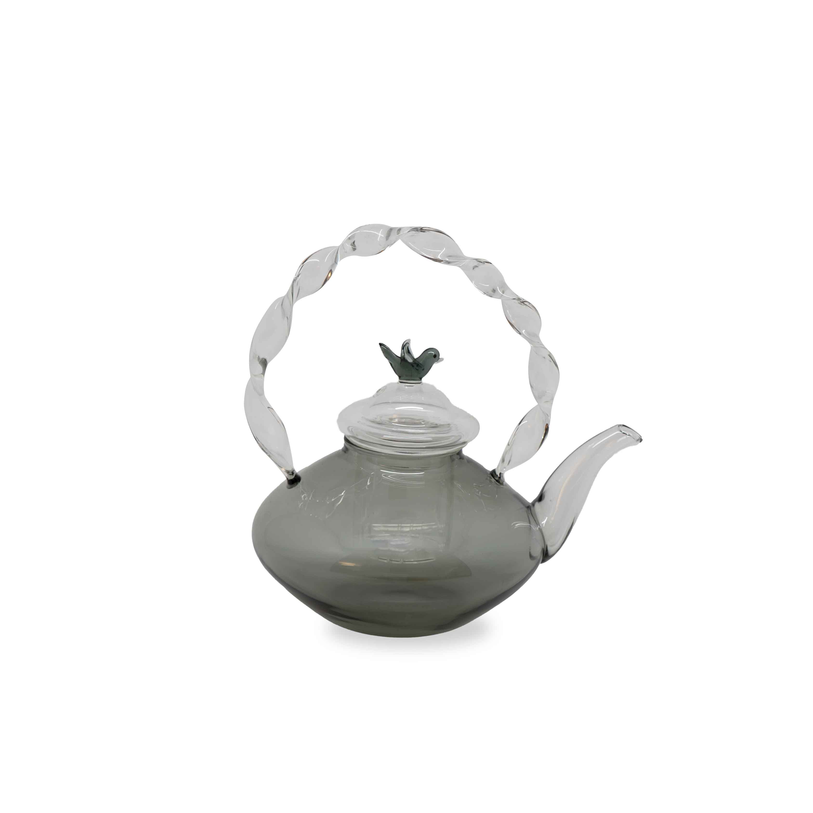 Glass Teapot  Capacity 660 Ml Gray Color Gift