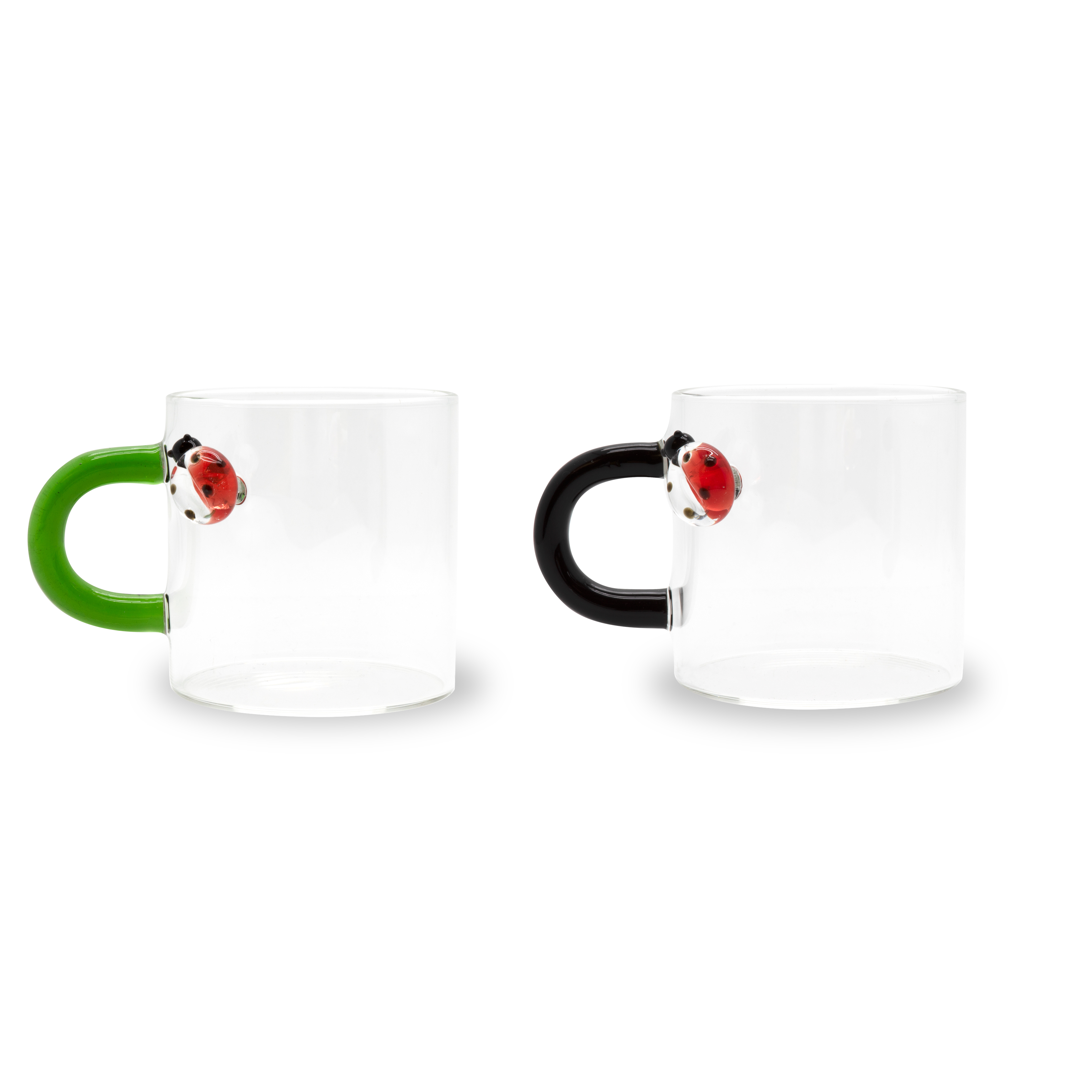 Set 2 Tazzine Da CaffÃˆ In Vetro Borosilicato Decoro Coccinella Gift