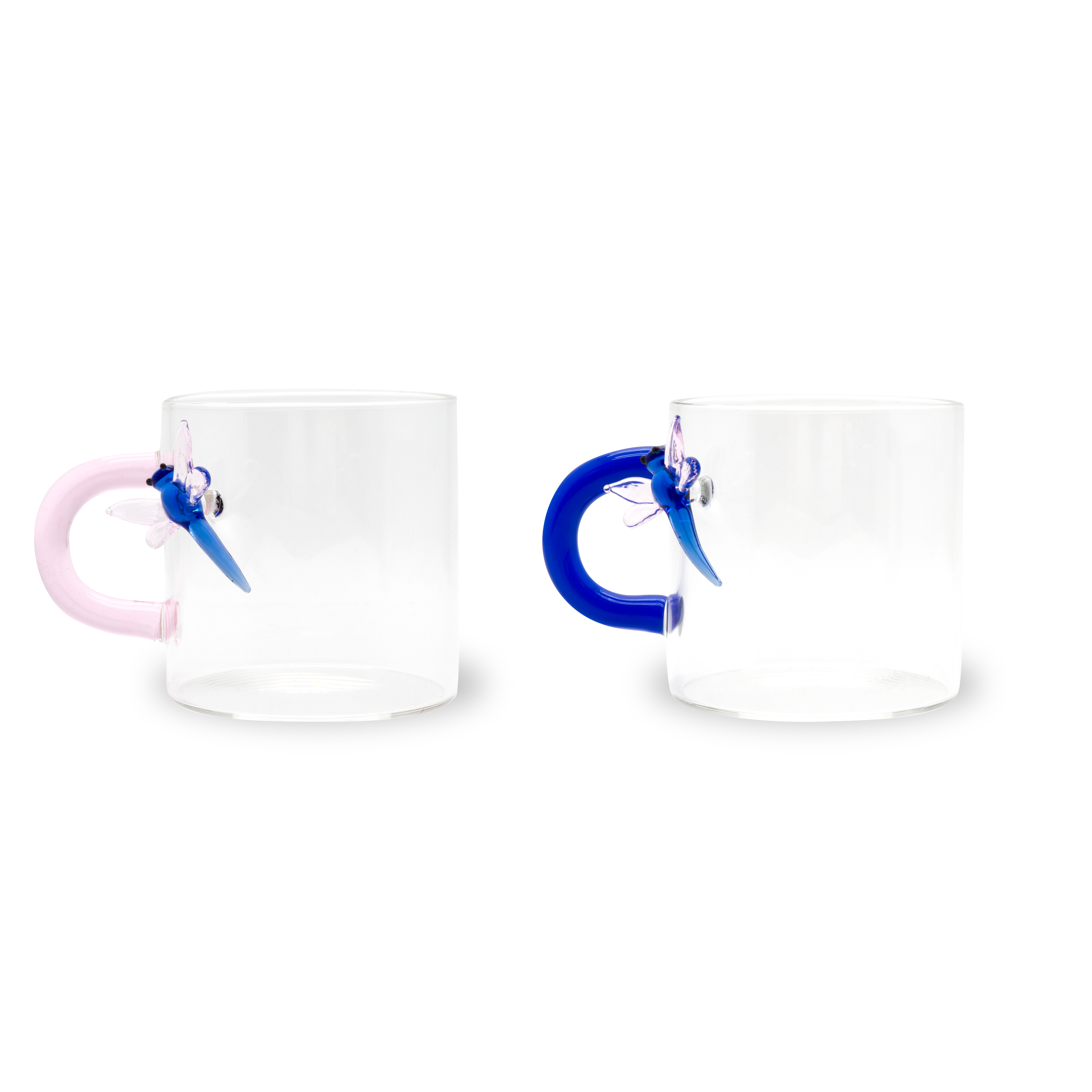 Set Of 2 Coffee Cups In Borosilicate Glass Dragonfly Decoration Gift