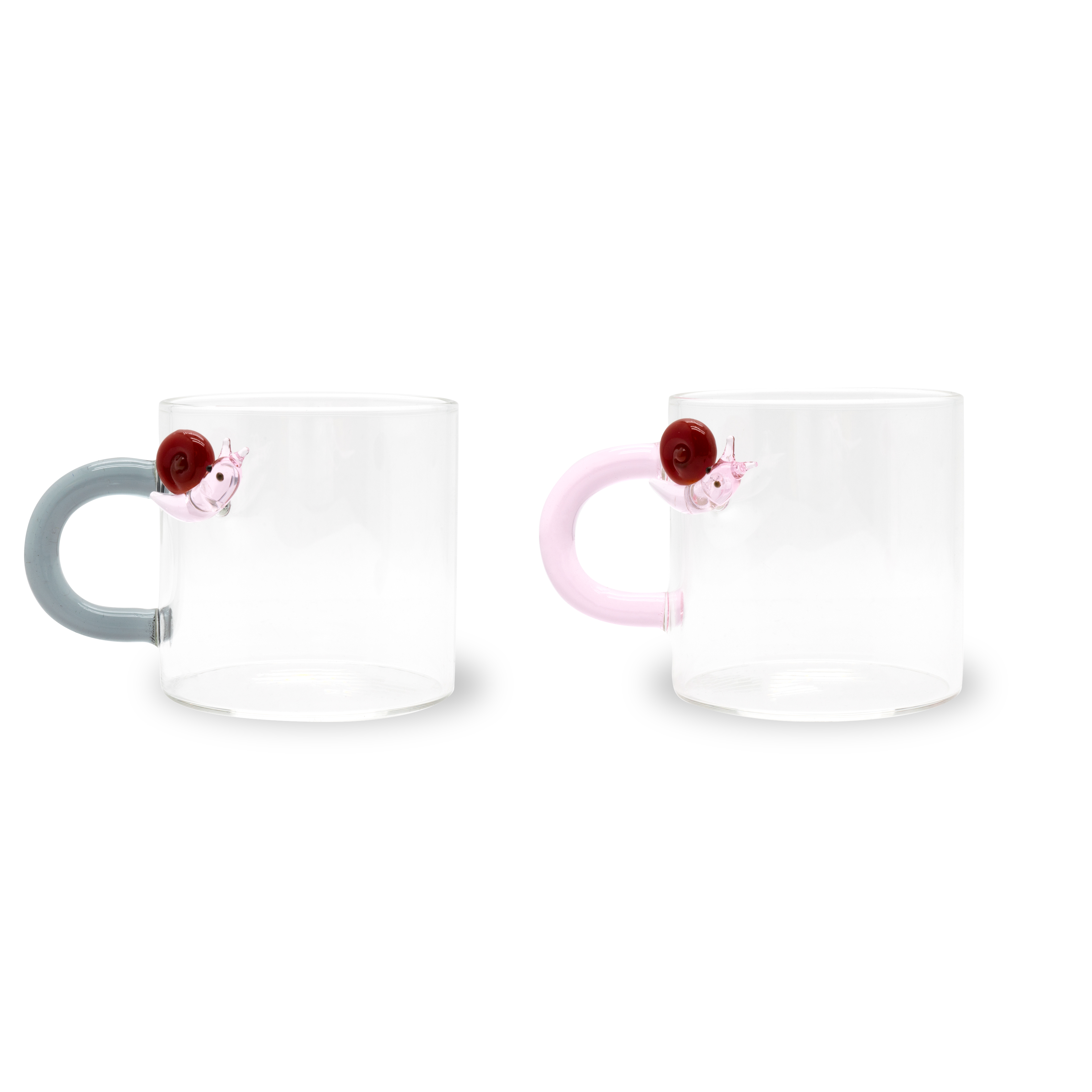 Set Of 2 Coffee Cups In Borosilicate Glass Snail Decoration Gift
