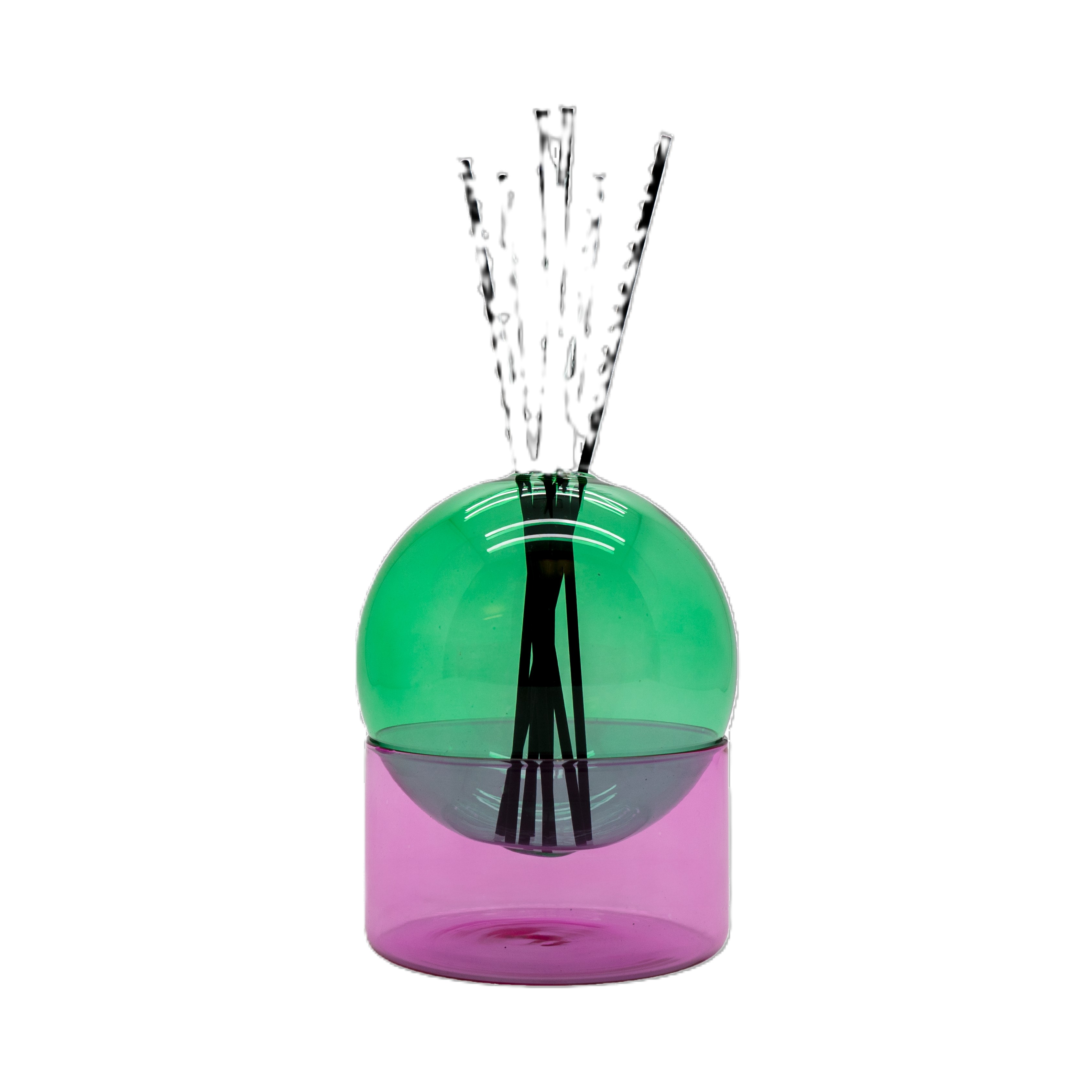 Glass Vase Ã˜ 10 H 14 Cm Color Green And Pink Gift