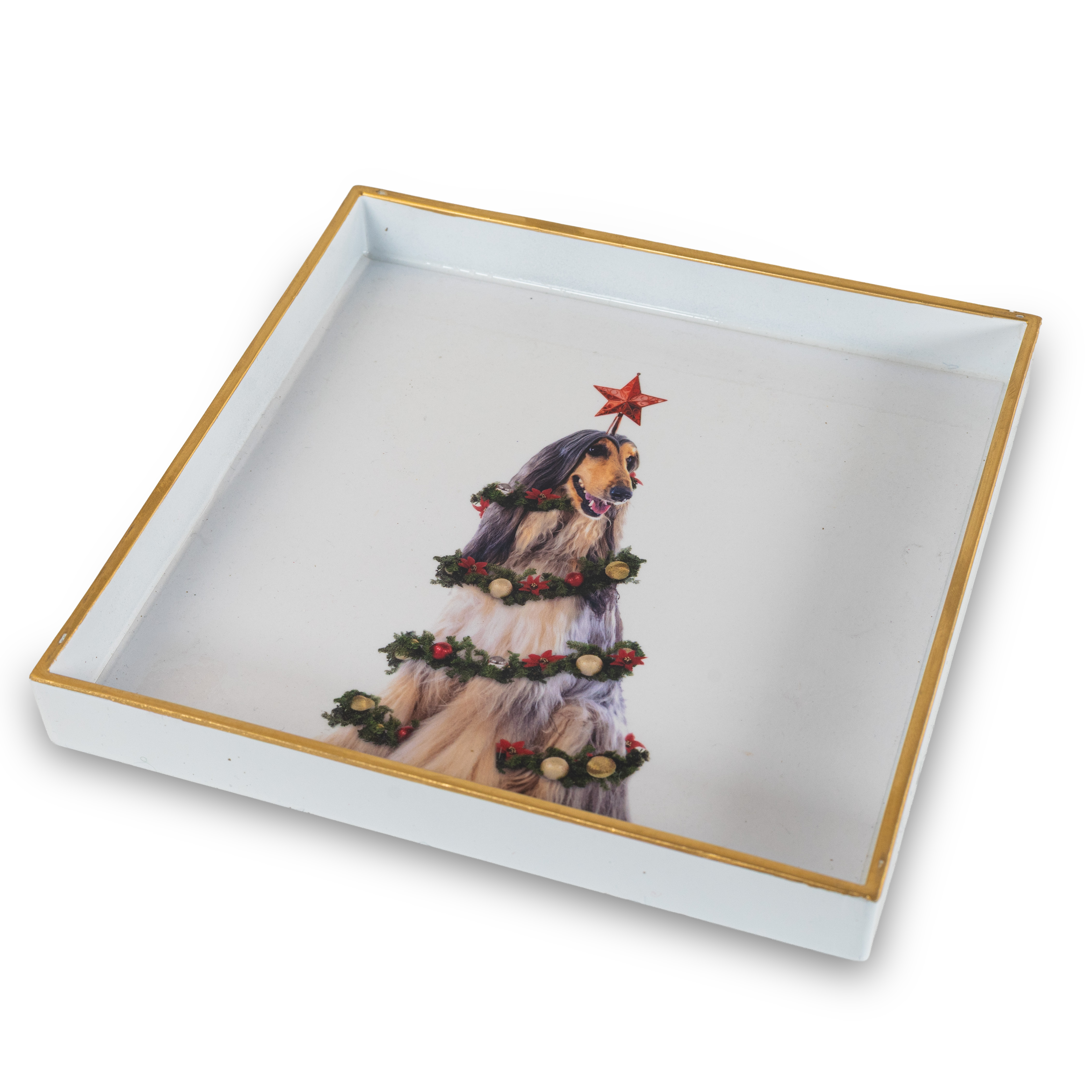 Square Pocket Emptier Tray 20 X 20 Cm Xmas Grayhound Decoration Gift