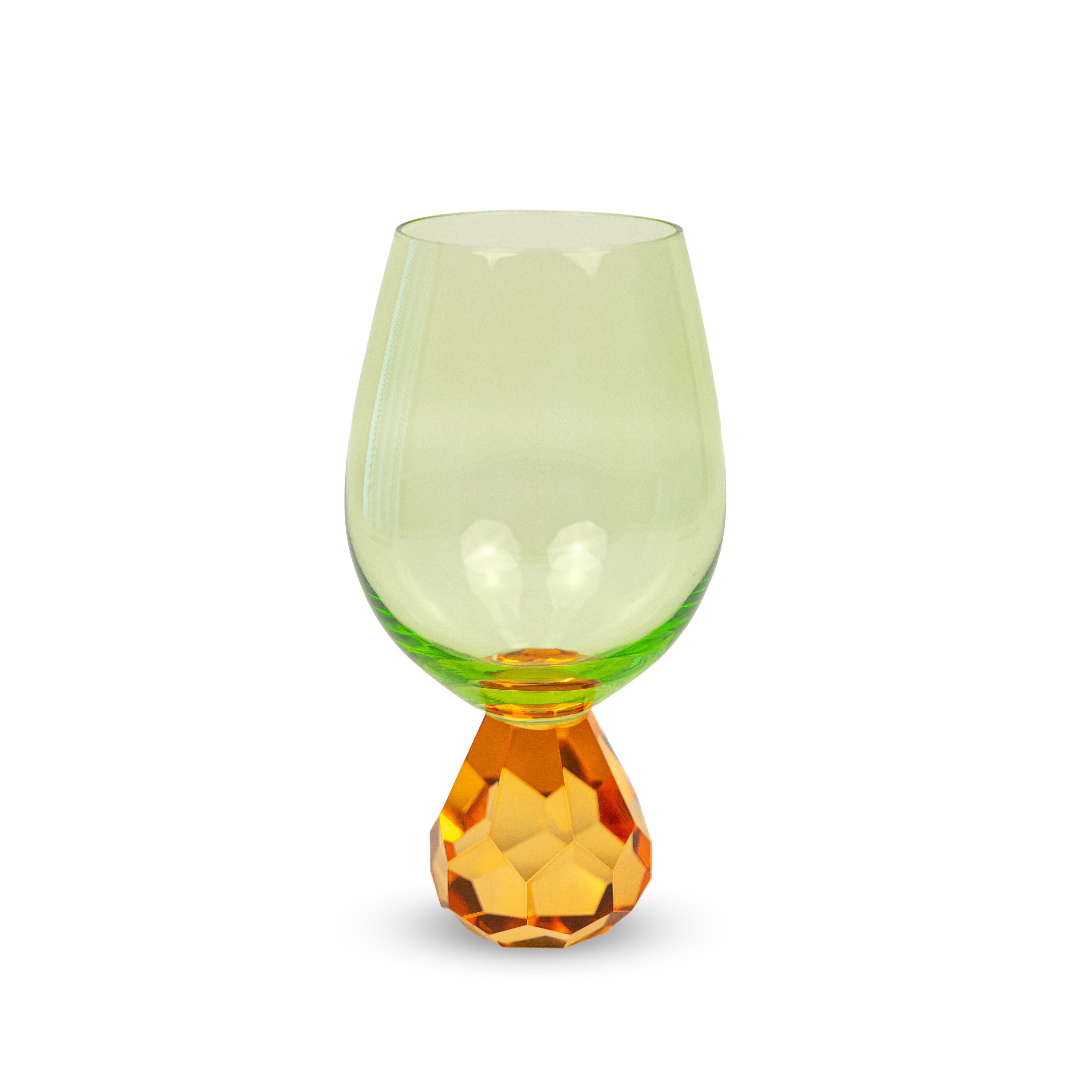 Cocktail Glass In Diamond Effect Glass Green And Orange Color Gift