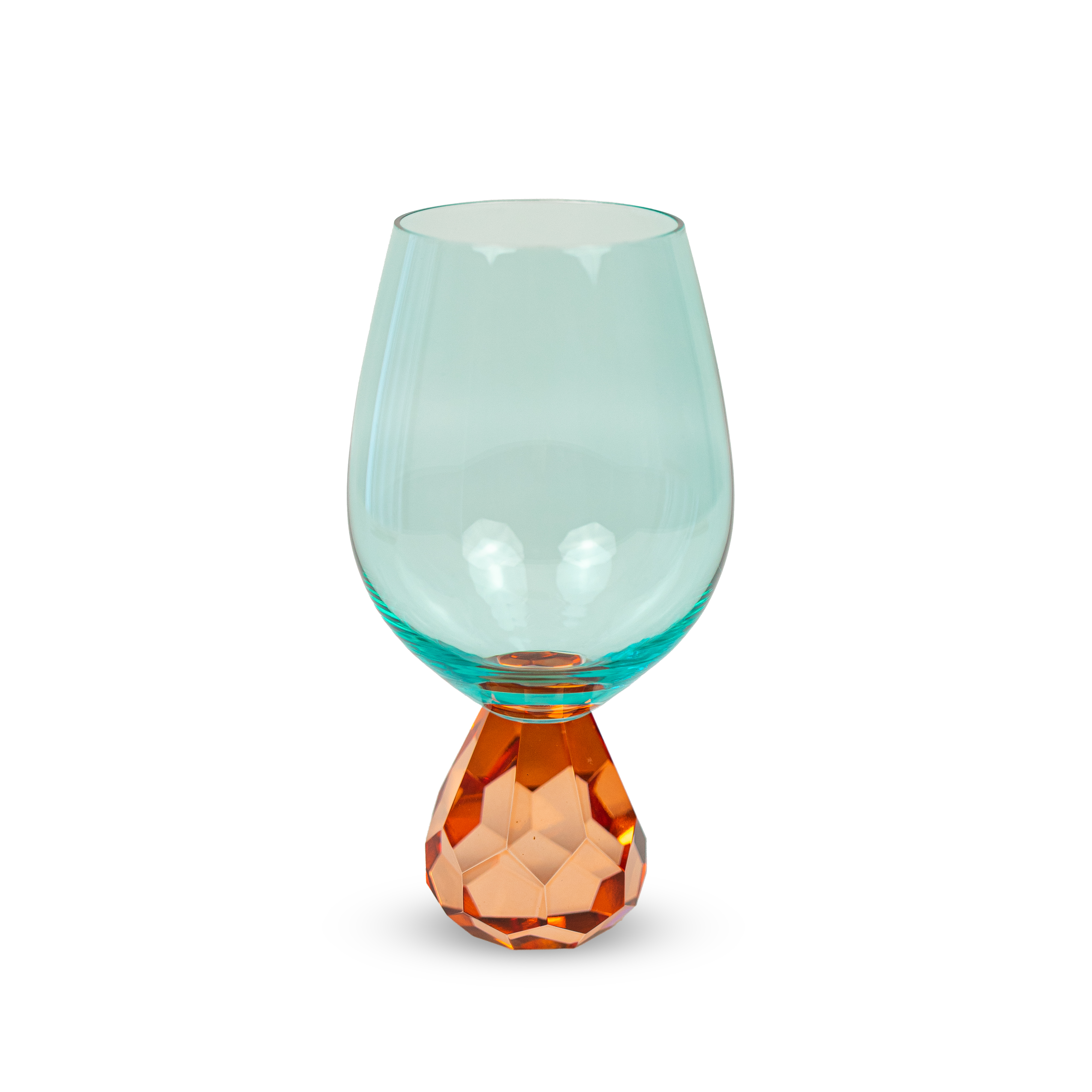 Cocktail Glass In Diamond Effect Glass  Light Blue And Peach Colour Gift