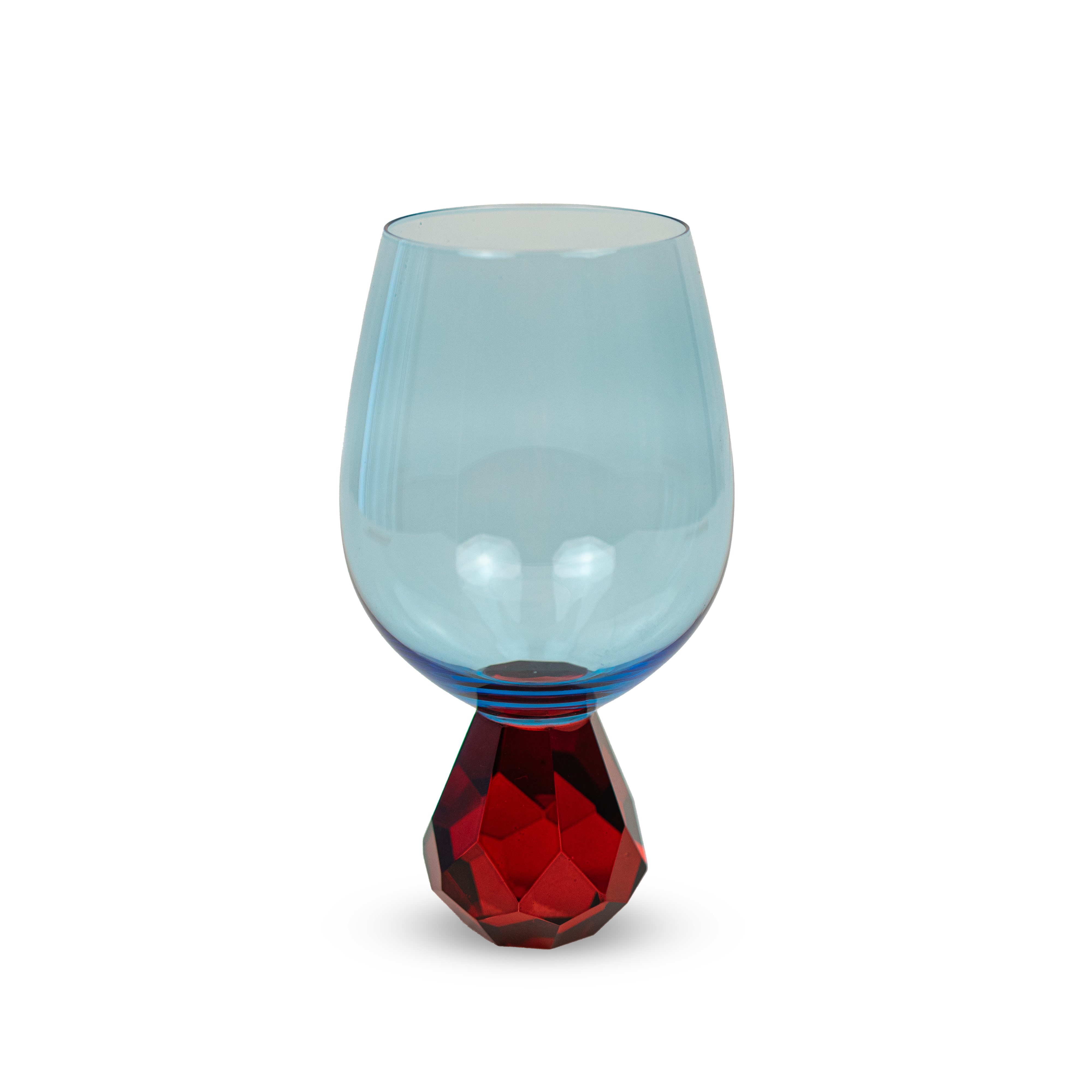 Cocktail Glass In Diamond Effect Glass  Blue And Red Color Gift