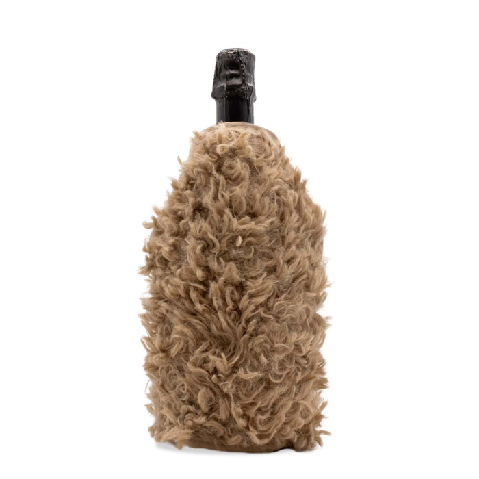 Glacette With Decorative Eco Fur Beige Color Gift