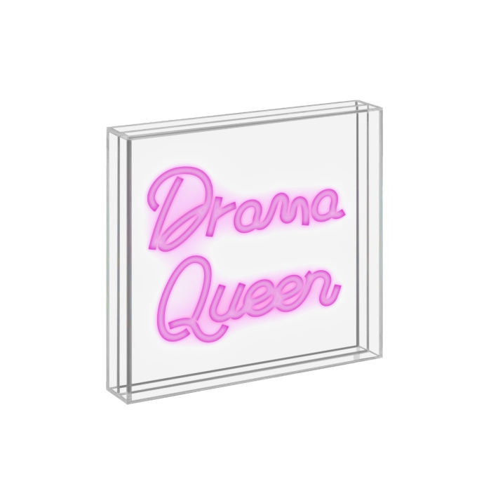 Neon Sign With Plexiglass Frame 18 X 18 Cm Decoration Drama Queen Gift