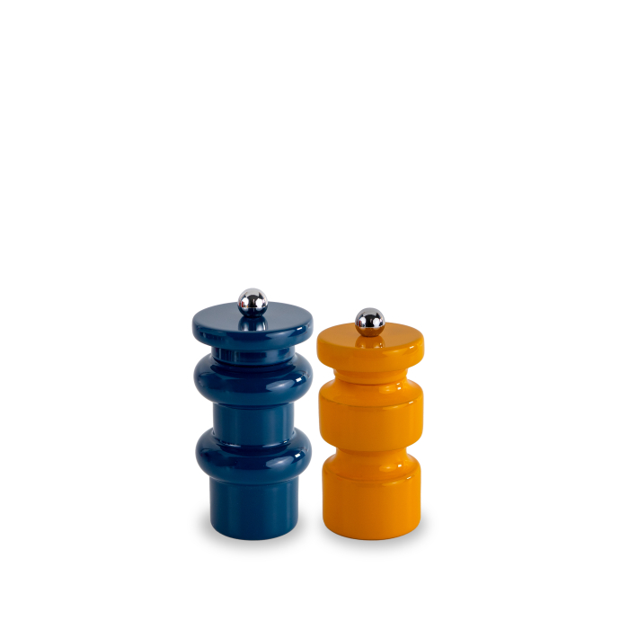 Pepper Mill And Salt Mill Set Blue And Yellow Colors Gift