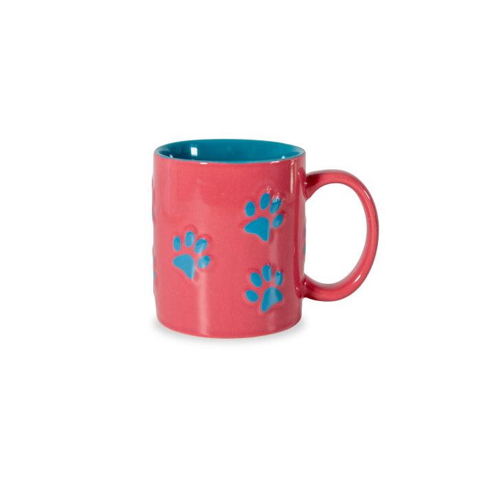 Stoneware Mug Blue Paw Print Decor Capacity: 420 Ml Gift