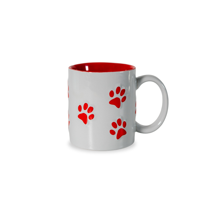 Stoneware Mug Red Paw Print Design Capacity: 420 Ml Gift