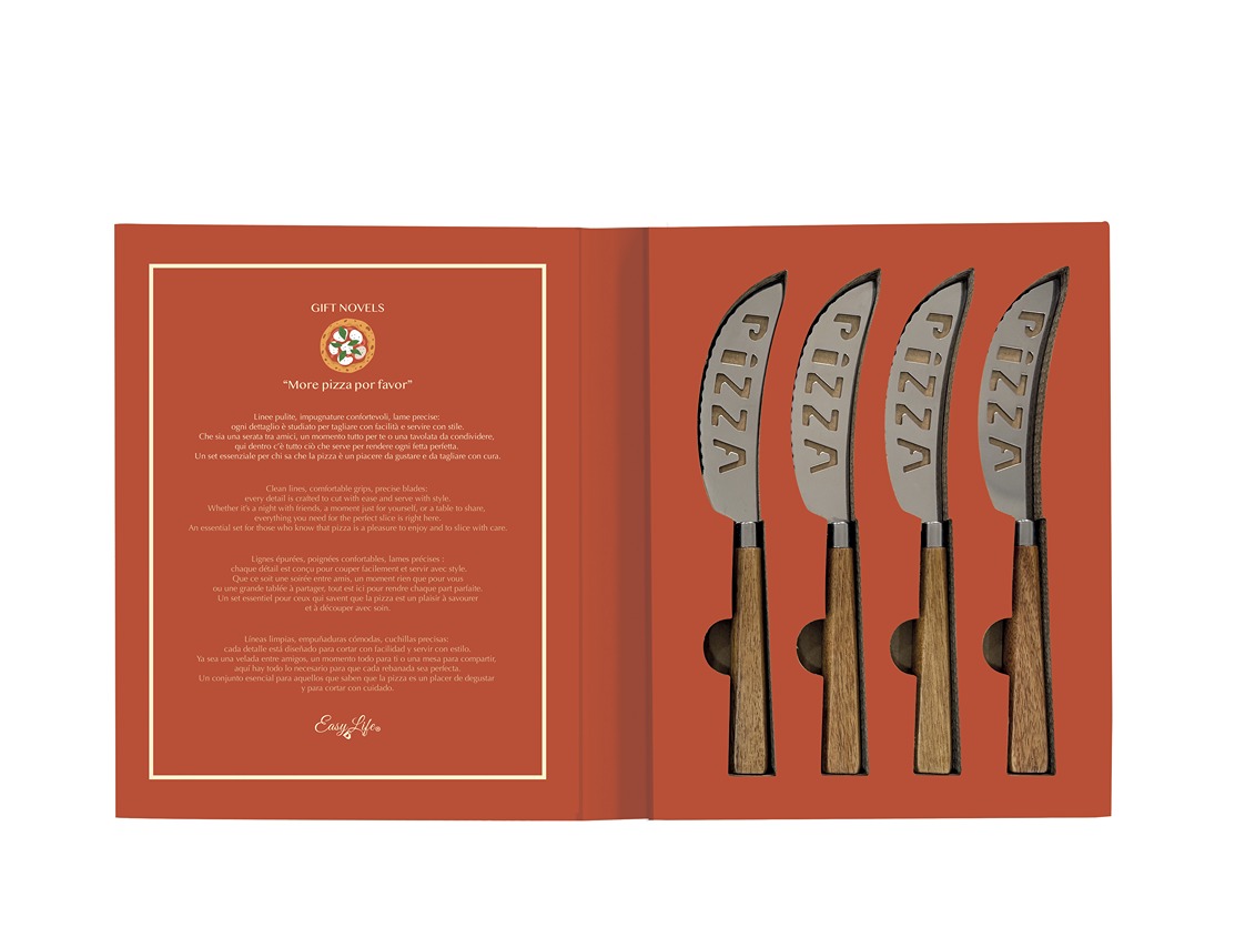 4-piece Pizza Set - Pizza Cutter Knives In Gift Novel Gift Box Gift