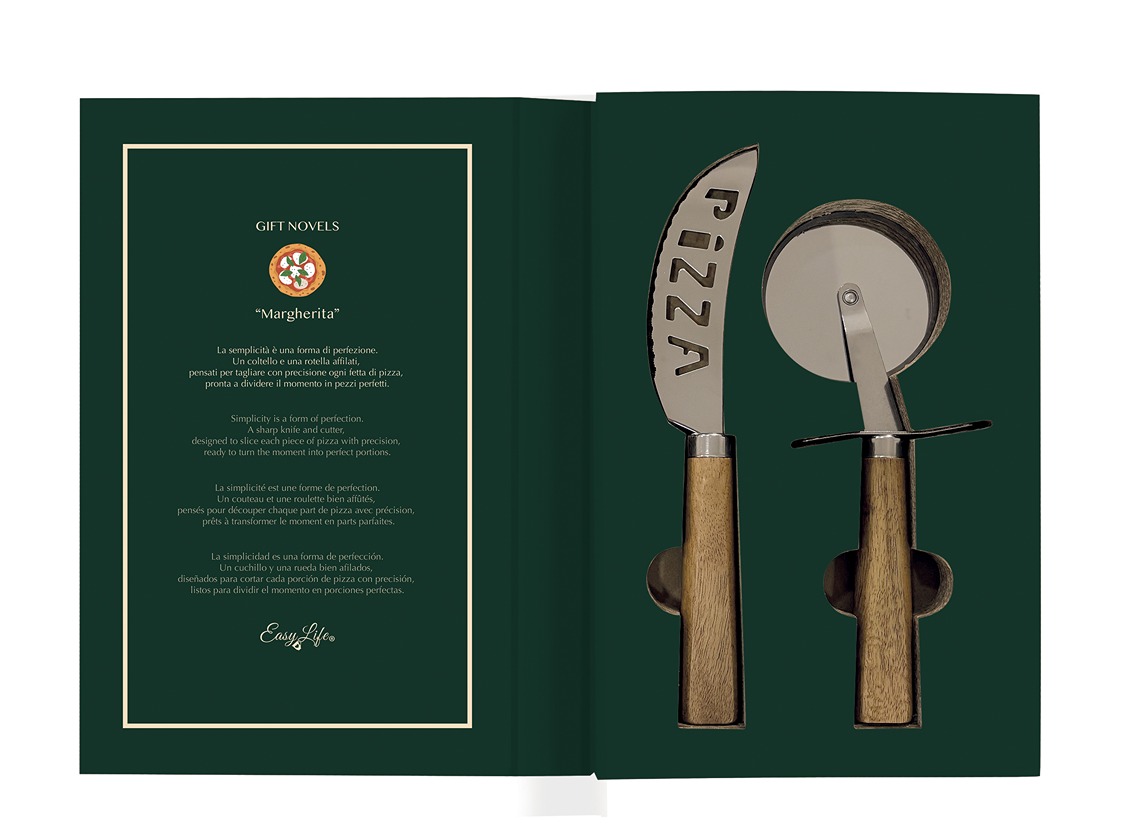 2-piece Pizza Set - Pizza Knife + Pizza Cutter In Gift Novel Gift Box Gift