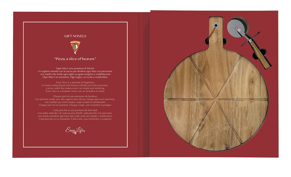2-piece Pizza Set - Acacia Pizza Cutting Board + Pizza Cutter In Gift Novel Gift Box Gift